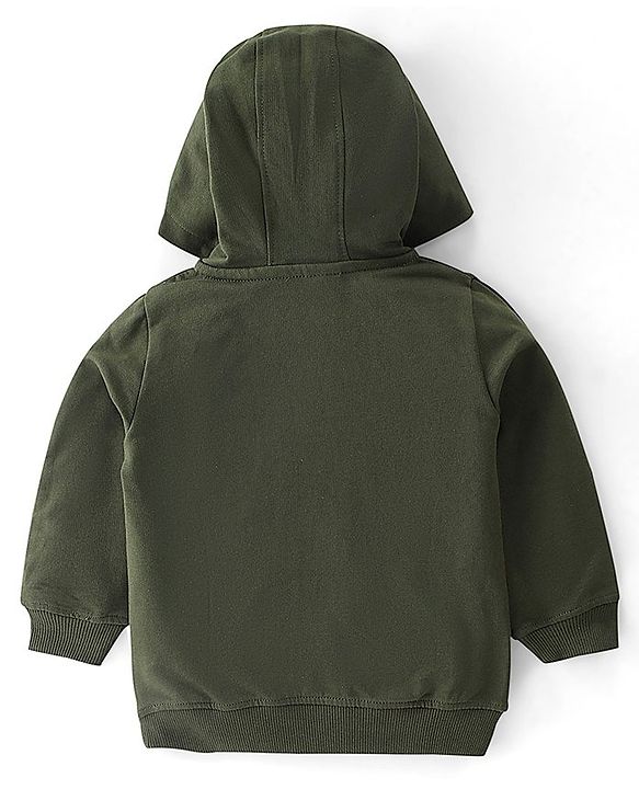 Babyhug Cotton Knit Full Sleeves Hoodie & Lounge Pant Set Text Print - Blue Orange & Green