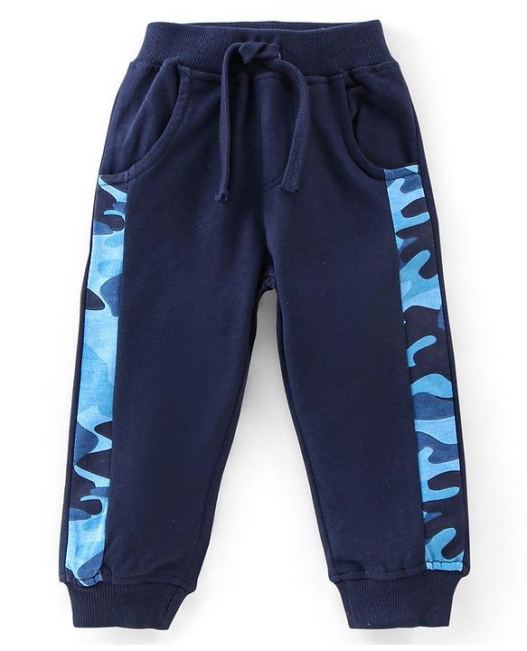 Babyhug 100% Cotton Knit Full Sleeves T-Shirt and Lounge Pant Camouflage Print - Blue