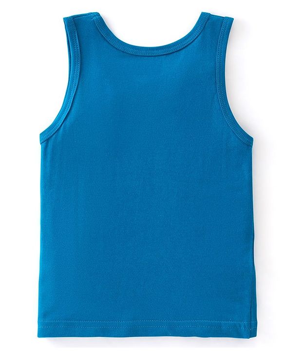 Babyhug 100% Cotton Sando With Leopard Print & Striped Pack Of 3 - Blue & Yellow