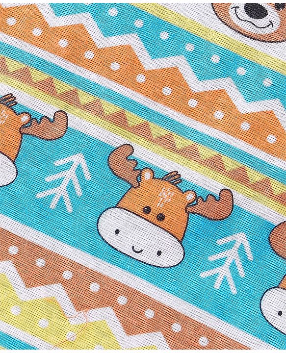 Babyhug 100 % Cotton Sando Teddy Print Pack of 3 - Blue & Orange