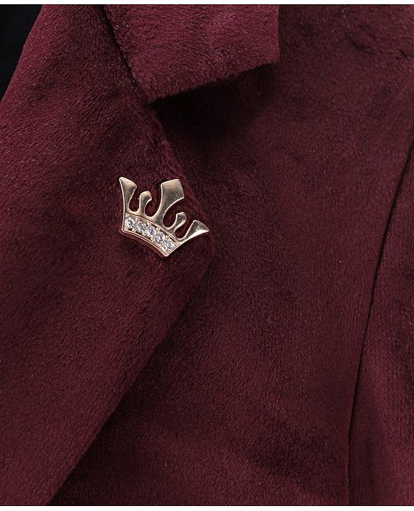 Babyhug Velvet Full Sleeves Party Wear Blazer Solid Colour - Maroon