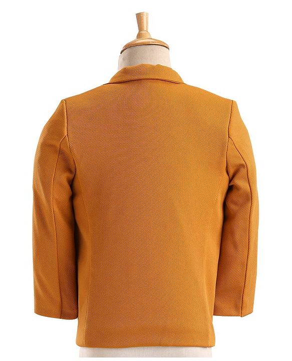 Babyhug Full Sleeves Solid Colour Party Wear Blazer with Graphic Printed T-Shirt - Mustard & Black
