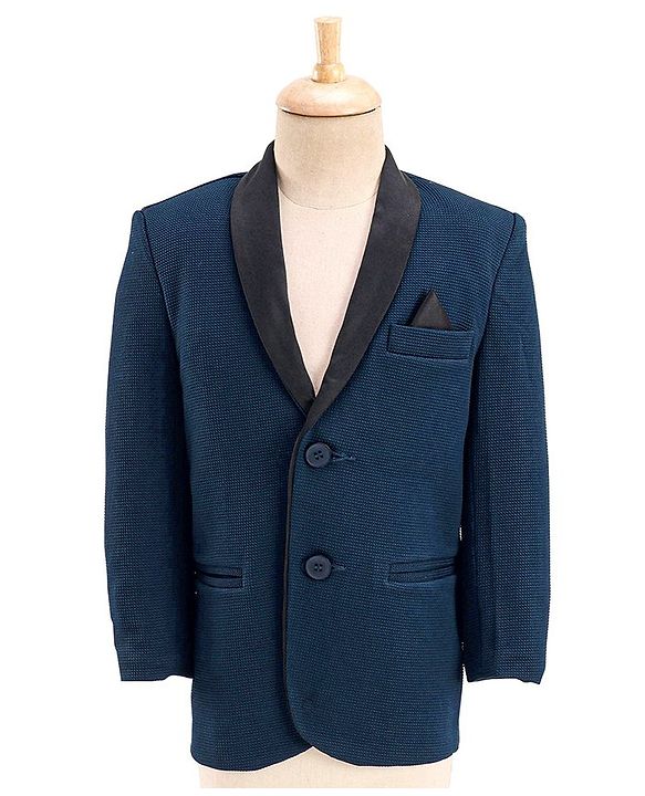 Babyhug Woven Full Sleeves Stretch Fit Party Suit With Bow - Navy Blue