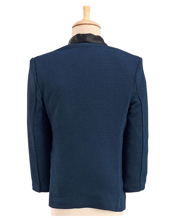 Babyhug Woven Full Sleeves Stretch Fit Party Suit With Bow - Navy Blue