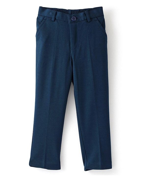 Babyhug Woven Full Sleeves Stretch Fit Party Suit With Bow - Navy Blue