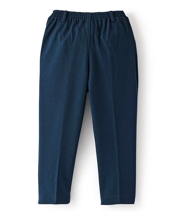 Babyhug Woven Full Sleeves Stretch Fit Party Suit With Bow - Navy Blue