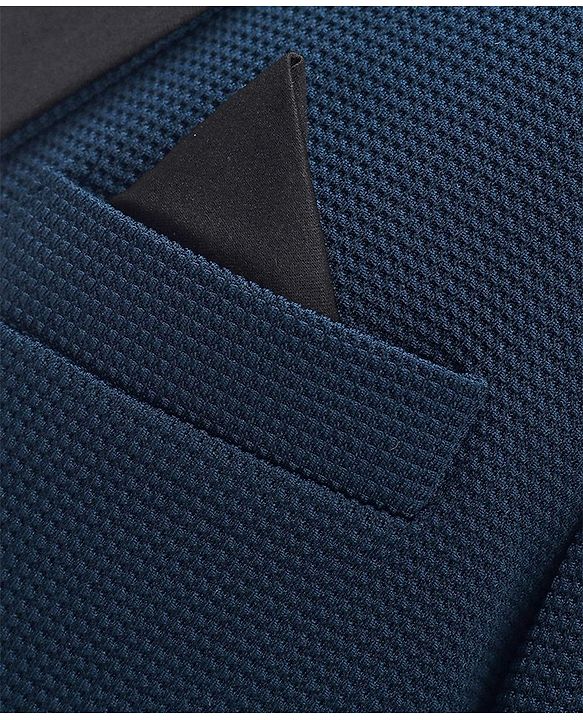 Babyhug Woven Full Sleeves Stretch Fit Party Suit With Bow - Navy Blue