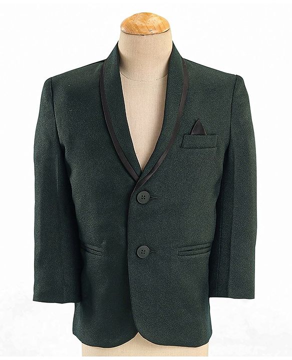Babyhug Woven Full Sleeves Three Piece Solid Colour Party Suit with Bow - Green & Black