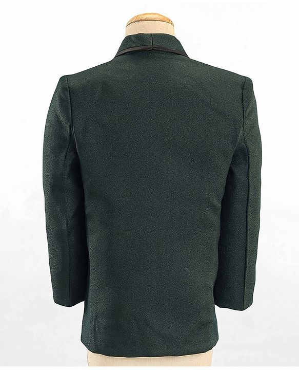 Babyhug Woven Full Sleeves Three Piece Solid Colour Party Suit with Bow - Green & Black