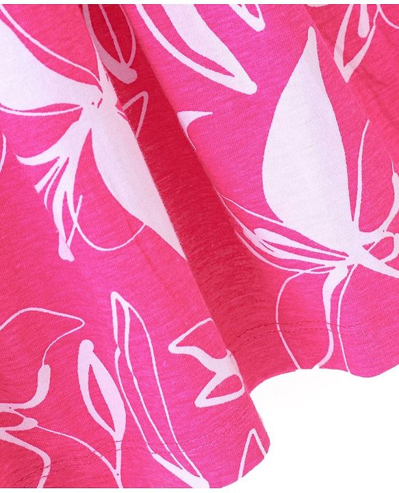 Pine Kids Full Sleeves Floral Print Dress with Ruffle Detailing - Pink