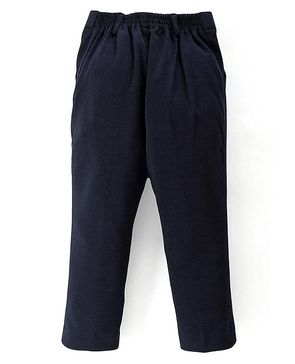 Babyhug Full Sleeves Denim Blazer with Text Printed T-Shirt & Stretch Fit Trouser Set - Blue & White