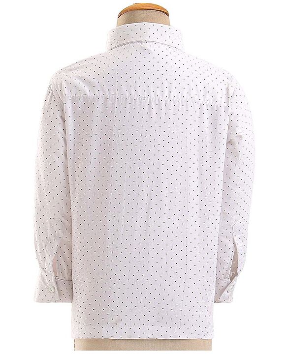 Babyhug Woven Full Sleeves Stretch Fit Party Suit With Bow - Green & White