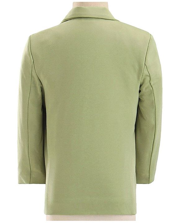 Babyhug Woven Full Sleeves Stretch Fit Party Suit With Bow - Green & White