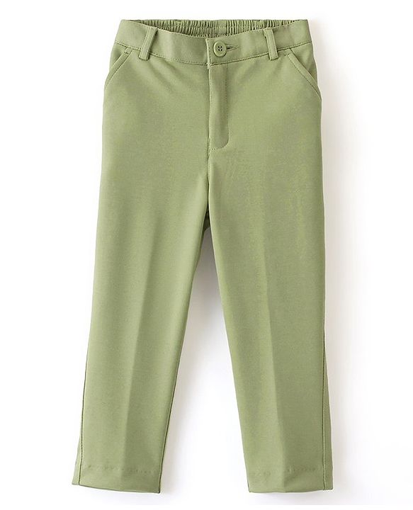 Babyhug Woven Full Sleeves Stretch Fit Party Suit With Bow - Green & White