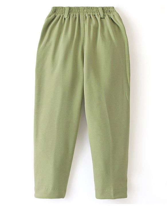 Babyhug Woven Full Sleeves Stretch Fit Party Suit With Bow - Green & White