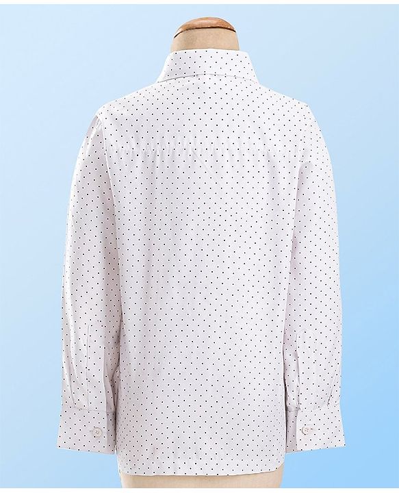 Babyhug Full Sleeves Velvet Party Suit with Bow Solid & Polka Dot Print - White & Maroon