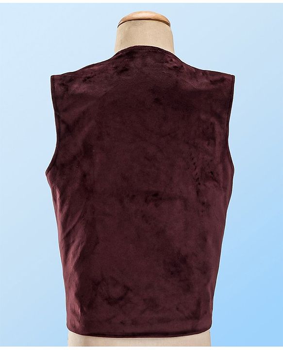 Babyhug Full Sleeves Velvet Party Suit with Bow Solid & Polka Dot Print - White & Maroon