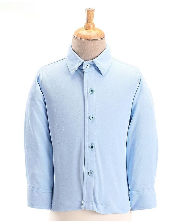 Babyhug Woven Full Sleeves Three Piece Solid Colour Party Suit with Bow - Navy Blue & Light Blue
