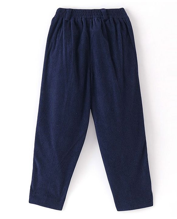 Babyhug Woven Full Sleeves Three Piece Solid Colour Party Suit with Bow - Navy Blue & Light Blue