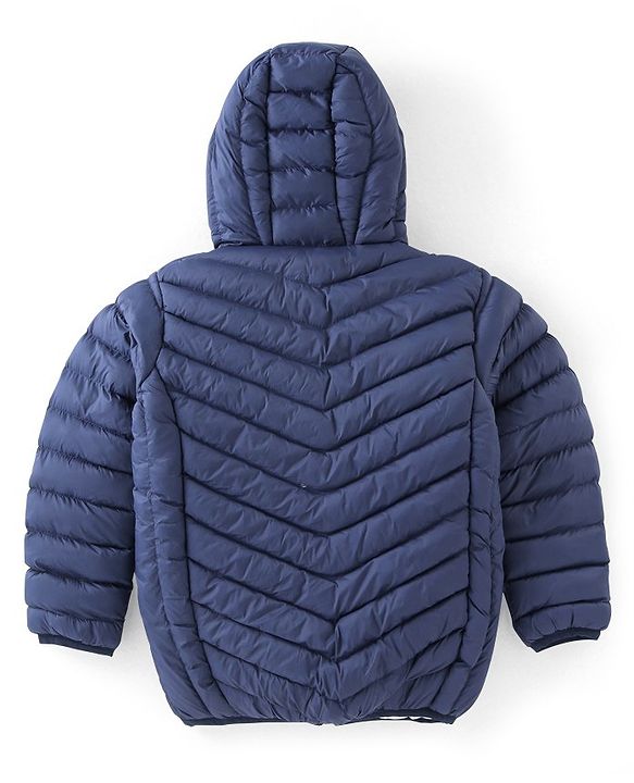 Babyhug Full Sleeves Quilted Jacket Solid Color - Navy Blue