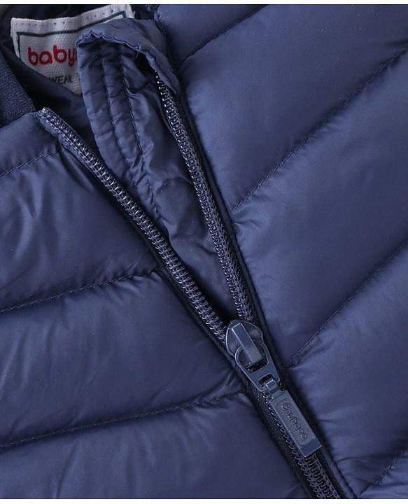 Babyhug Full Sleeves Quilted Jacket Solid Color - Navy Blue