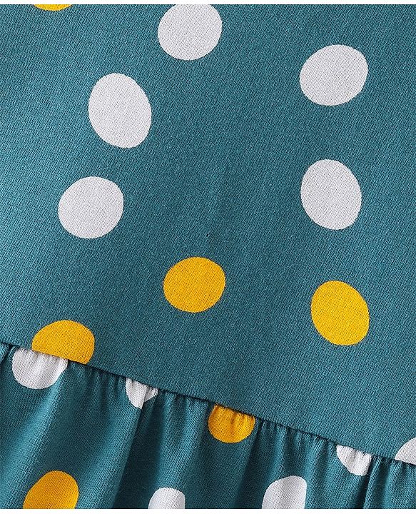 Babyhug 100% Cotton Knit Full Sleeves Frock with Polka Dot Print - Multicolor
