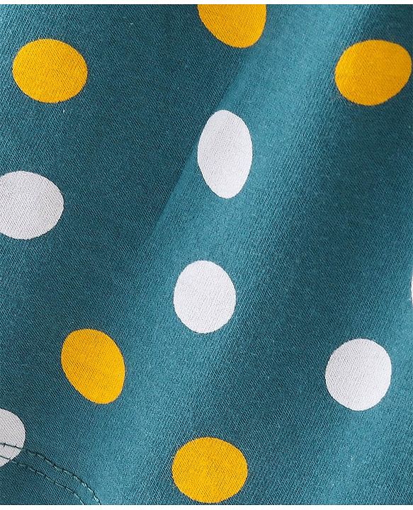 Babyhug 100% Cotton Knit Full Sleeves Frock with Polka Dot Print - Multicolor