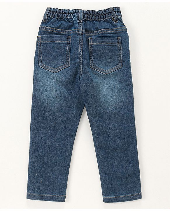 Babyhug Denim Washed Full Length Jeans with Stretch -Blue