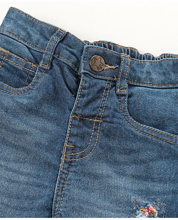 Babyhug Denim Washed Full Length Jeans with Stretch -Blue