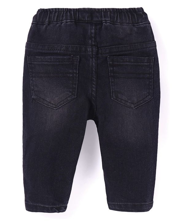 Babyhug Full Length Solid Colour Stretchable Denim Jogger - Black