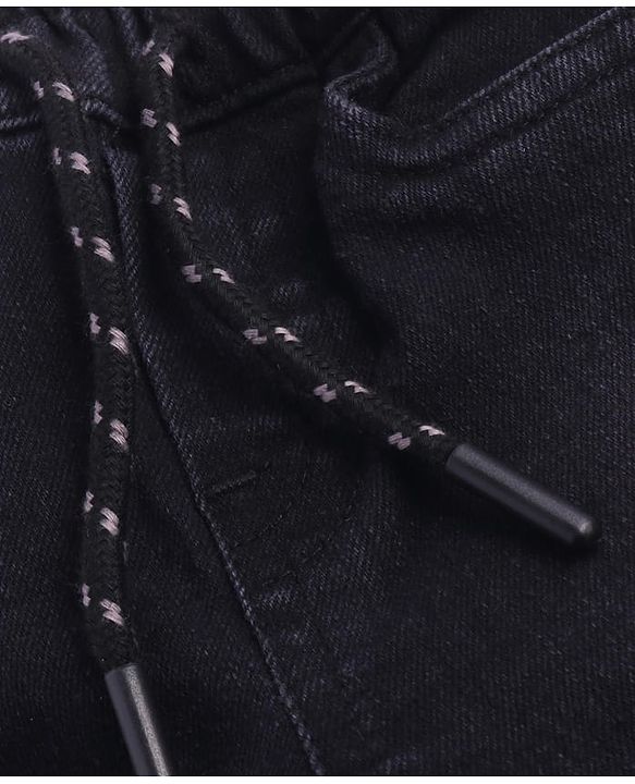 Babyhug Full Length Solid Colour Stretchable Denim Jogger - Black