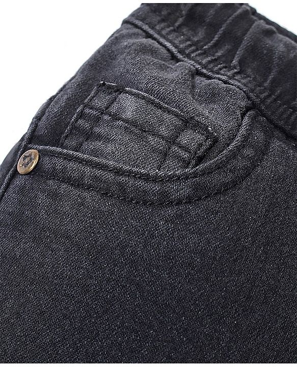 Babyhug Full Length Solid Colour Stretchable Denim Jogger - Black