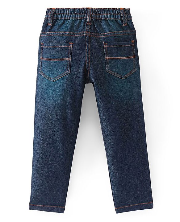 Babyhug Full Length Solid Color Stretchable Denim Jeans Tint Green (Mock Fly Without Zipper)