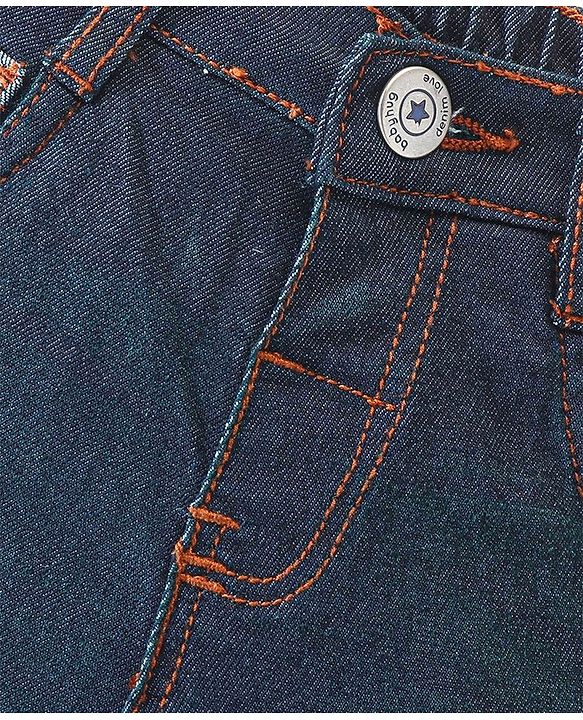 Babyhug Full Length Solid Color Stretchable Denim Jeans Tint Green (Mock Fly Without Zipper)