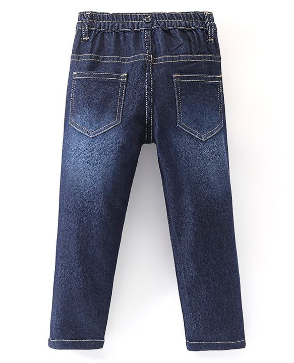 Babyhug Full Length Solid Color Stretchable Denim Jeans - Blue