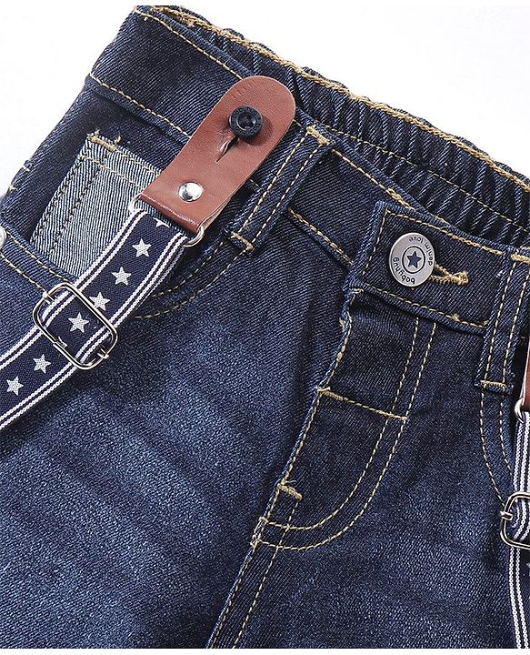 Babyhug Full Length Solid Color Stretchable Denim Jeans - Blue