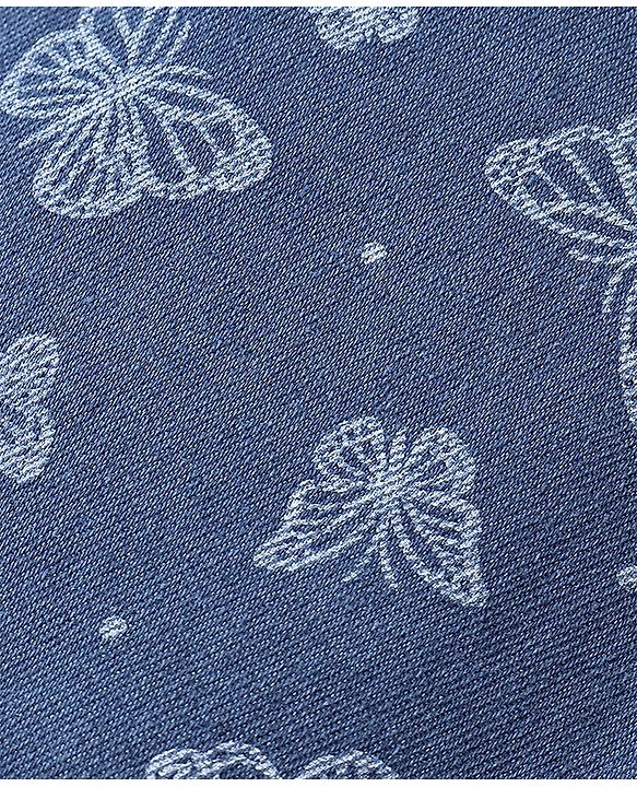 Babyhug Denim Full Length Stretchable Washed Jeans With Butterfly Print - Blue