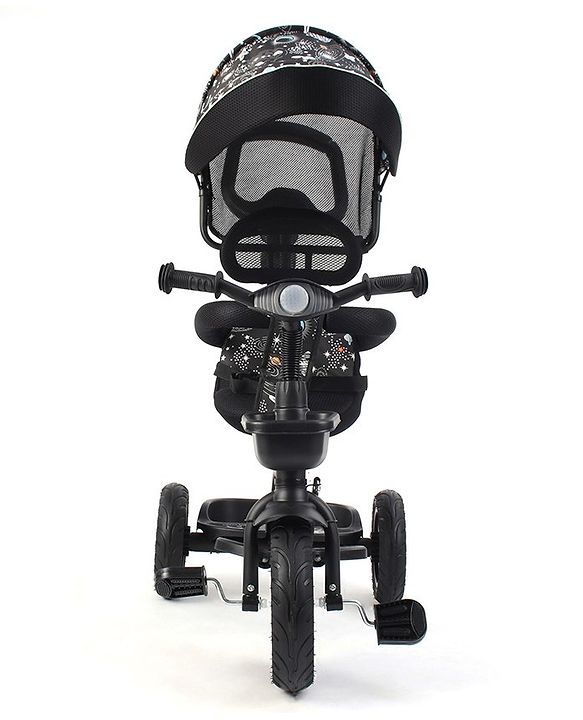 Babyhug Tricycle with Air Wheel Canopy & Parental Handle - Black