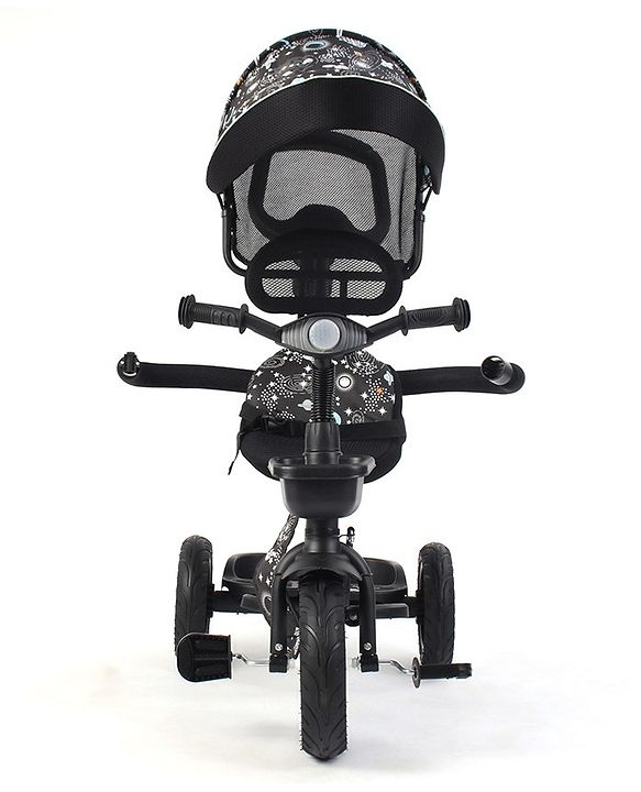 Babyhug Tricycle with Air Wheel Canopy & Parental Handle - Black