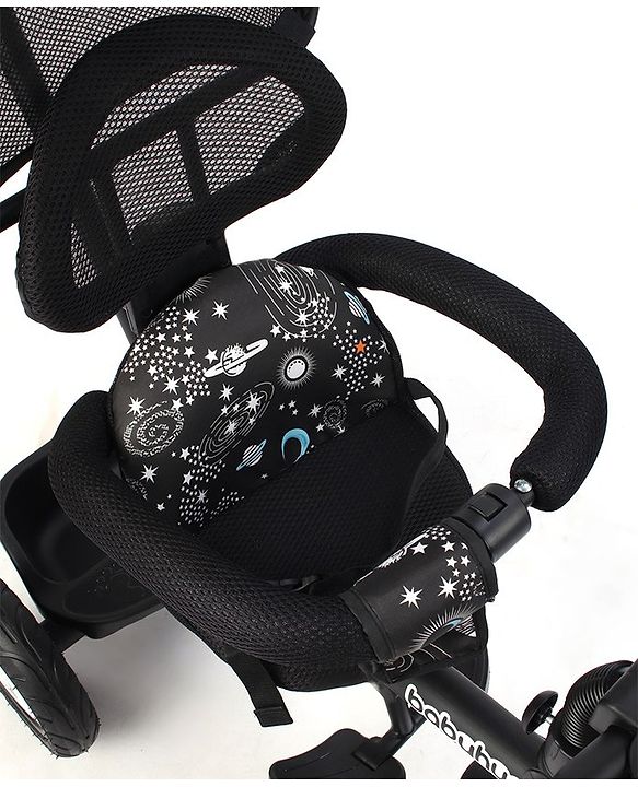 Babyhug Tricycle with Air Wheel Canopy & Parental Handle - Black