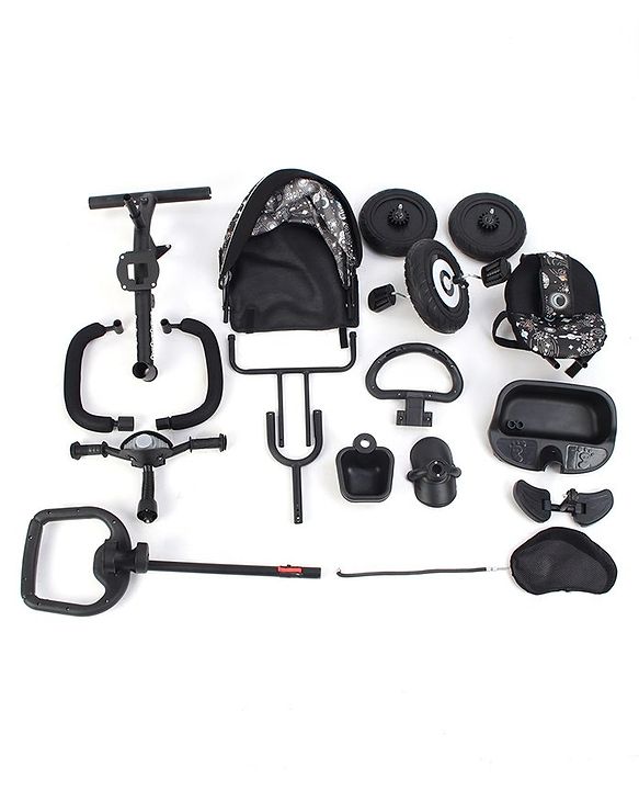 Babyhug Tricycle with Air Wheel Canopy & Parental Handle - Black