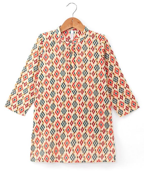 Babyhug Cotton Full Sleeves Printed Kurta with Pyjama Set - Pink