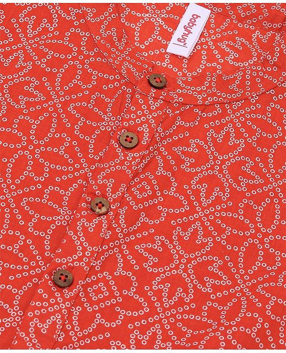 Babyhug Cotton Woven Full Sleeves Kurta and Pajama Set Floral Print - Red