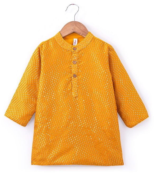 Babyhug Full Sleeves Sequenced Embroidered Kurta & Pyjama Set- Mustard
