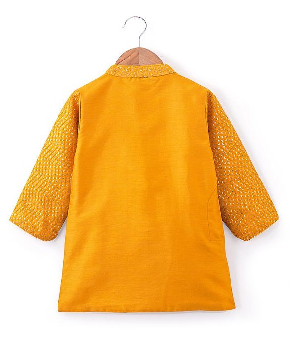Babyhug Full Sleeves Sequenced Embroidered Kurta & Pyjama Set- Mustard