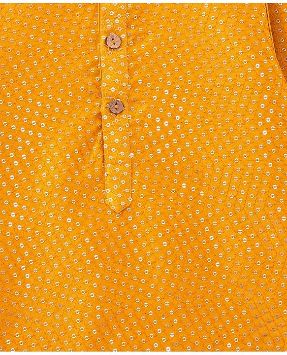Babyhug Full Sleeves Sequenced Embroidered Kurta & Pyjama Set- Mustard