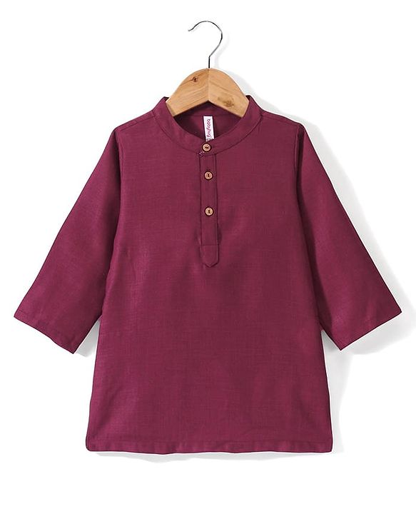 Babyhug Cotton Woven Full Sleeves Kurta & Pyjama Set with Printed Jacket - Magneta