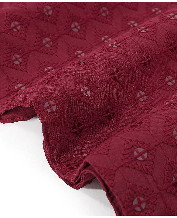 Babyhug Woven Full Sleeves Sequin Embroidered Kurta Payjama Set -Maroon