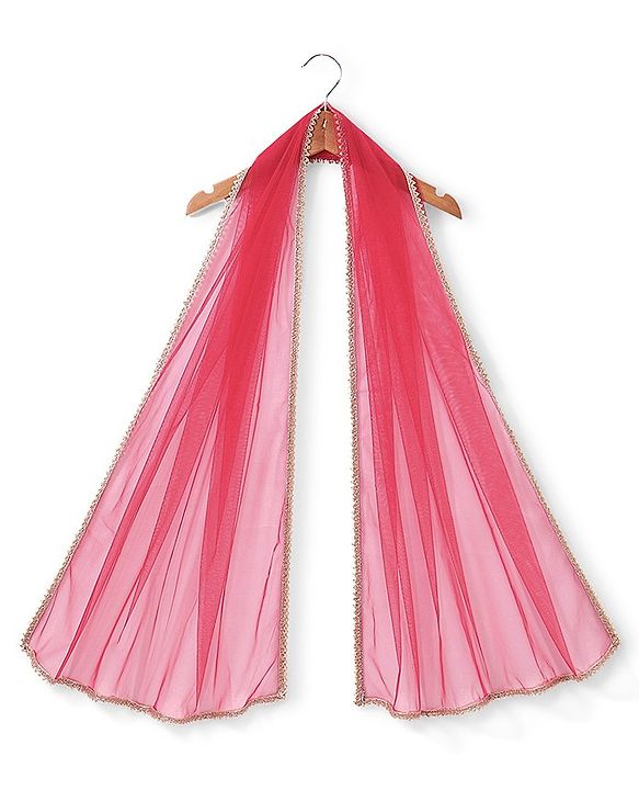 Babyhug Half Sleeves Brocade Choli with Lehanga & Dupatta Set - Fuchsia