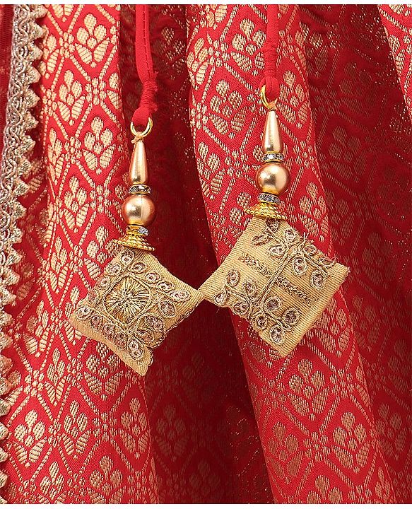 Babyhug Half Sleeves Brocade Choli with Lehanga & Dupatta Set - Fuchsia
